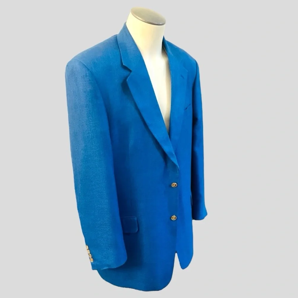 LACROSSE 100% FEATHERWEIGHT SILK 2 Button Blue Jacket Size 44L